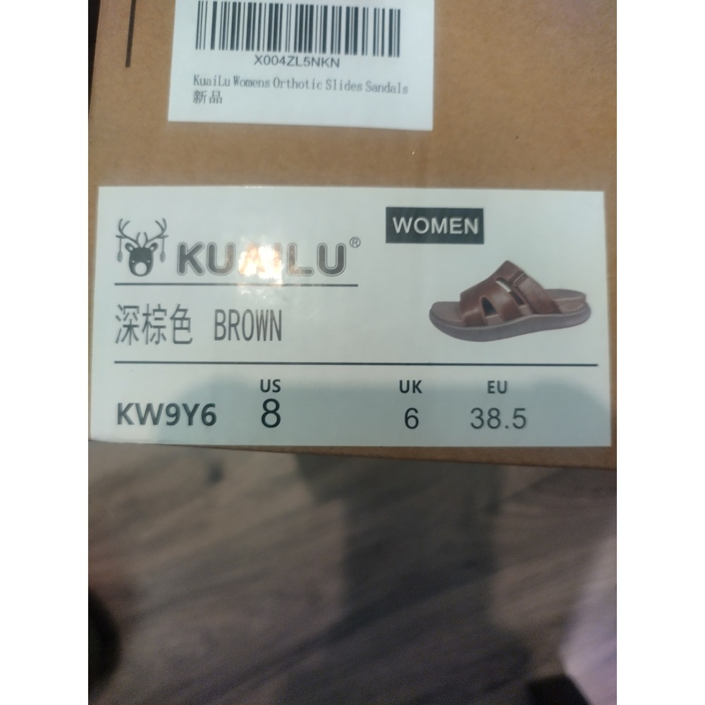 KuaiLu Womens Slides Sandals Brown Comfort Buckle KW9Y6 US 8 EU 38.5 - Picture 7 of 7